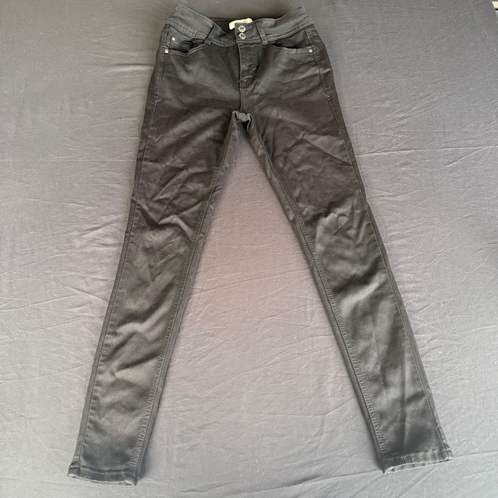 Angels Forever‎ Young Black Skinny Pants High Rise Double Button Size 6 - Picture 3 of 13